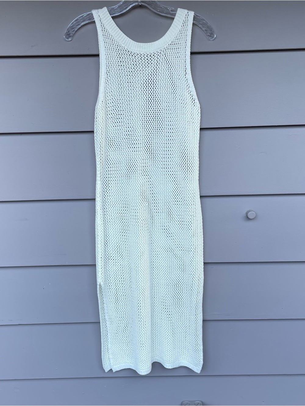 LuLu's Sandy Cove Cream Sheer Crochet Swim Cover Up Beach Boho Chic Size Medium